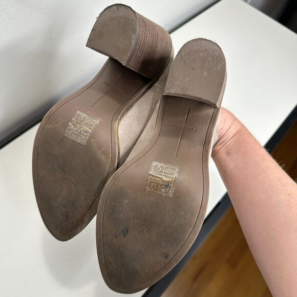 Dolce Vita Gray Selene Suede Almond toe Slide On Mule Bootie Block Heels 7.5 - Picture 10 of 15